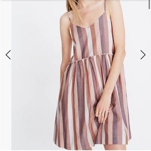 Madewell Earth Tones Ruffle Waist Babydoll Mini Dress Size Medium